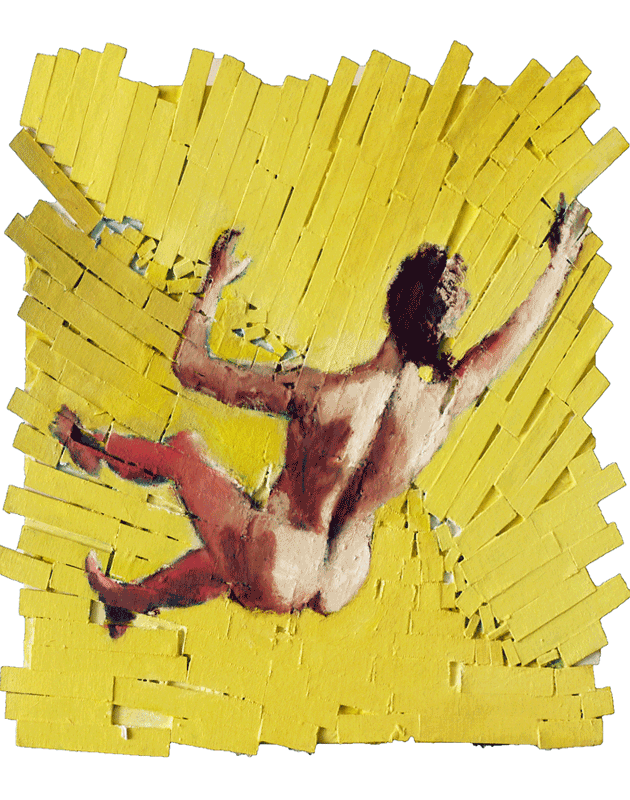 Yellow Painting of Falling Woman